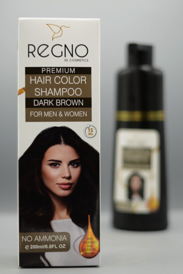 Regno Premium Dark Brown Hair Color Shampoo 200ml. - Image 2