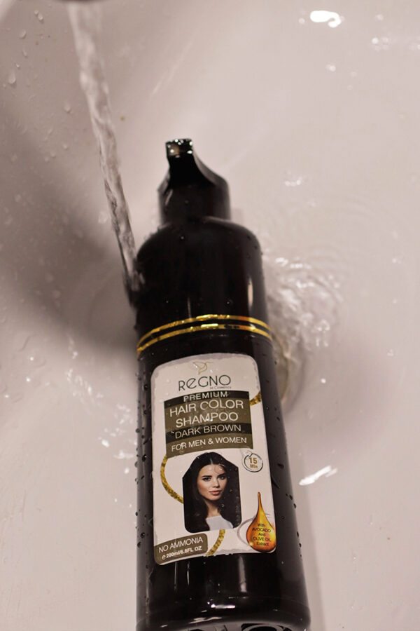 Regno Premium Dark Brown Hair Color Shampoo 200ml. - Image 4